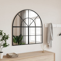 vidaXL Oglindă de perete, negru, 80x80 cm, arcuită, fier