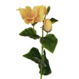 Floare Artificială Hibiscus, Tulpină Lungă, Culoare Galben, Material Plastic, 60cm, Oem