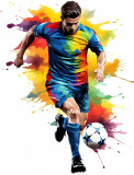 Cumpara ieftin Sticker decorativ, Jucator Fotbal, Albastru, 78 cm, 1335STK-14