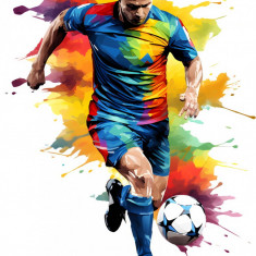 Sticker decorativ, Jucator Fotbal, Albastru, 78 cm, 1335STK-14