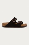 Birkenstock papuci din piele Arizona femei, culoarea maro, 951313