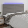 VidaXL Tăblie de pat cu LED, gri &icirc;nchis, 160x5x118/128 cm, textil 3122571
