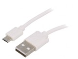 Cablu USB 2.0 A la Micro B 1m Alb, Goobay