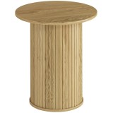 HOMCOM Masă auxiliară rotundă &Oslash; 48 cm, masă mică cu picioare canelate pentru living, dormitor sau spații mici, stejar | Aosom Romania