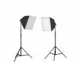 Kit lumina continua foto-video 2x stativ 220cm+2x softbox cu fasung 40x40cm+2x bec 85W, Generic