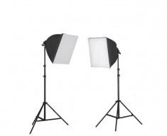 Kit lumina continua foto-video 2x stativ 190cm+2x softbox cu fasung 40x40cm+2x bec 105W foto