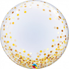 Balon Deco Bubble - Confetti Aurii - 24&amp;quot;/61 cm, Qualatex 89727 foto