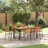 VidaXL Set de masă pentru grădină 7 pcs Gri, Natural 150 x 90 x 75 cm