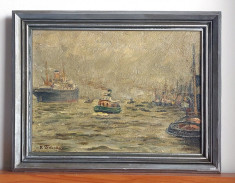 Peisaj marin - pictura originala ulei pe panza, tablou semnat 46x36cm foto