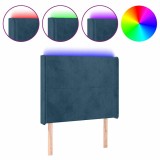 Cumpara ieftin Tablie de pat cu LED, albastru inchis, 103x16x118/128cm catifea