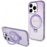 Guess Husa Ring Stand Glitter MagSafe iPhone 15 Pro Mov