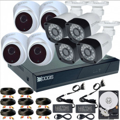 8 Camere 2MP 1080P IR 20m kit COMPLET supraveghere mixt 1080N extensibil la 16, acces mobil, noapte/zi (1x Inregistrator ESR-6516N; 4x Camere Exterior foto