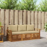 vidaXL Seturi de canapele 3 pcs Natural și Bej Lemn Solid de Acacia 3374293