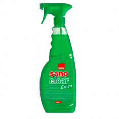 Detergent Geamuri SANO Clear Green, 1 L, cu Pulvezirator, Detergent Lichid Universal pentru Curatarea Ferestrelor, Solutie pentru Geamuri si Suprafete