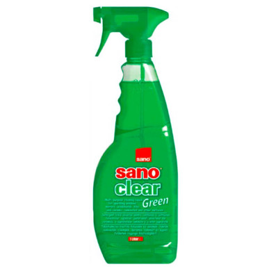 Detergent Geamuri SANO Clear Green, 1 L, cu Pulvezirator, Detergent Lichid Universal pentru Curatarea Ferestrelor, Solutie pentru Geamuri si Suprafete foto