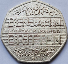 50 pence 2013 Marea Britanie, Benjamin Britten, km#1253 foto
