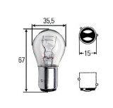 Bec auto P21/4W Hella 12V; 21/4W; BAZ15d; 8GD004772121, 1 buc.