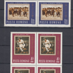 ROMANIA 1967 LP 648 - 60 ANI RASCOALA TARANILOR BLOCURI DE 4 TIMBRE MNH