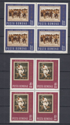 ROMANIA 1967 LP 648 - 60 ANI RASCOALA TARANILOR BLOCURI DE 4 TIMBRE MNH foto