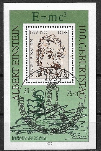 C2305 - Germania DDR 1979 - Einstein bloc stampilat prima zi