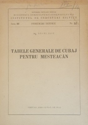 Tabele Generale De Cubaj Pentru Mesteacan - Decei Ilie foto