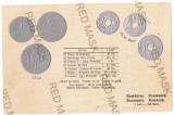 1706 - STEMA REGALA, Romanian Coins - old postcard, embossed - unused