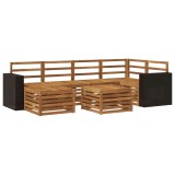 vidaXL Set canapea sectională 7 pcs natural Lemn Solid de Acacia 3384600