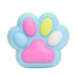 Jucarie antistres squishy, flippy, cu revenire lenta, labuta de pisica pufoasa, 8.5 x 7.5 cm, ambalaj transparent, albastru multicolor