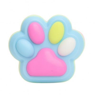 Jucarie antistres squishy, flippy, cu revenire lenta, labuta de pisica pufoasa, 8.5 x 7.5 cm, ambalaj transparent, albastru multicolor foto