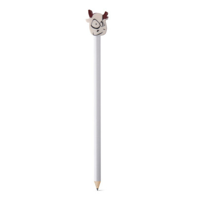 Creion cu guma, simplu, alb din lemn ascutit cu guma colorata foto
