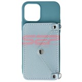 Husa iPhone 12 Albastra tip Portofel cu Curea, Crossbody, TPU