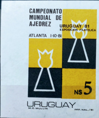 Uruguay 1981 șah, Campionatul mondial de șah supratipar 1v Nestampilata foto