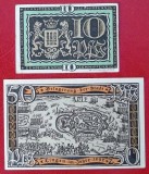 Germania lot 2 notgeld 10 + 50 pfennig 1921 Lingen **