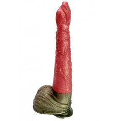 Dildo No.28 Fantasy Beasts, Silicon Premium, Rosu/Verde, 29 cm, Mokko Toys