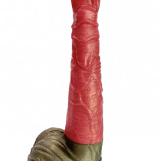 Dildo No.28 Fantasy Beasts, Silicon Premium, Rosu/Verde, 29 cm, Mokko Toys