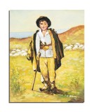 Tablou Ciobanas pictat manual, 50x40cm ulei pe panza, reproducere Nicolae Grigorescu