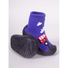 Mocasini pentru copii cu talpă antiderapantă &ndash; Model mașină de pompieri roșie