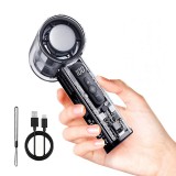 Mini ventilator portabil transparent cu gheață, &icirc;ncărcat prin USB, material ABS, pentru camping &icirc;n aer liber, negru
