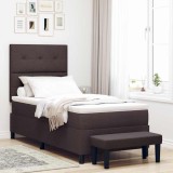 vidaXL Pat cu arcuri cu saltea Maro &icirc;nchis 90 x 200 cm țesătură