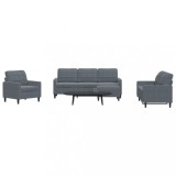 VidaXL Set de canapele cu perne, 4 piese, gri &icirc;nchis, catifea