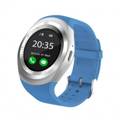 Ceas Smartwatch Y1 cu Functie Apelare, SMS, Bluetooth, Pedometru, Monitorizare somn, Albastru foto