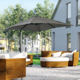 Cumpara ieftin Outsunny Umbrelă de Grădină cu Manivelă de M&acirc;nă cu Unghi Reglabil pe 5 Niveluri și Rotație la 360&deg;, 245x245x248 cm, Gri