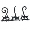 Suport chei cu 5 agatatori, Krodesign Three Cats KRO-1129, 60x30 cm, Negru, VivaTechnix