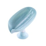 Savoniera flippy, cu scurgere, pentru sapun, cu ventuza, material abs, 13 x 8.5 x 10.5 cm, albastru