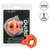 Inel Dublu Penis din Silicon Lichid Alpha All Star CalExotics, Portocaliu