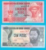 Guineea Bissau Set 2x (p#10+11) 50+100 Pesos 1990 UNC