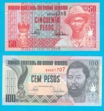 Guineea Bissau Set 2x (p#10+11) 50+100 Pesos 1990 UNC