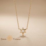 Colier Steaua Norocului , Colier placat cu aur 14K cu zirconia alba