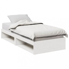 vidaXL Pat de zi fără saltea, alb, 90x190 cm, lemn masiv pin 859248