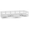 Set mobilier relaxare gradina, 8 piese, alb, lemn masiv de pin